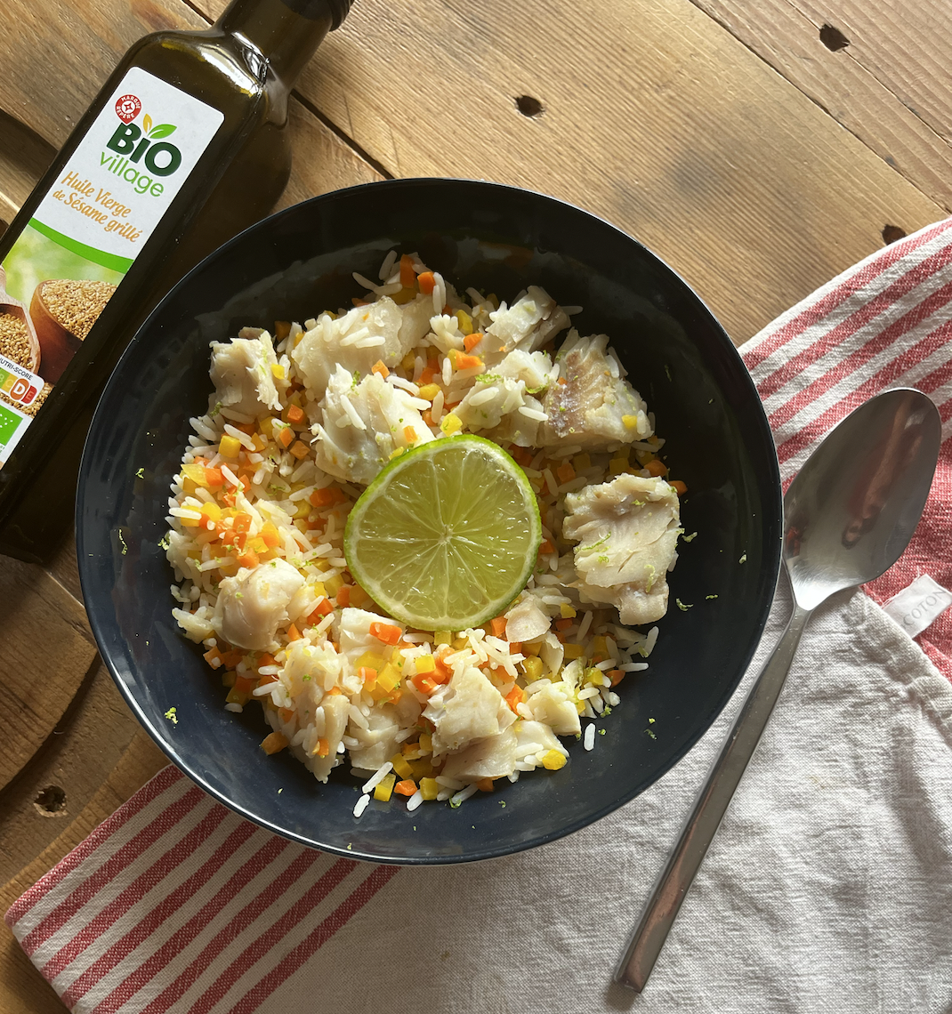 Riz et colin façon thaï